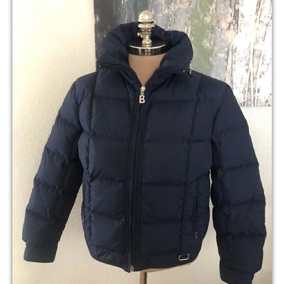 VINTAGE 80’s BOGNER Goose Down Navy Puffer Jacket Coat - Picture 1 of 12